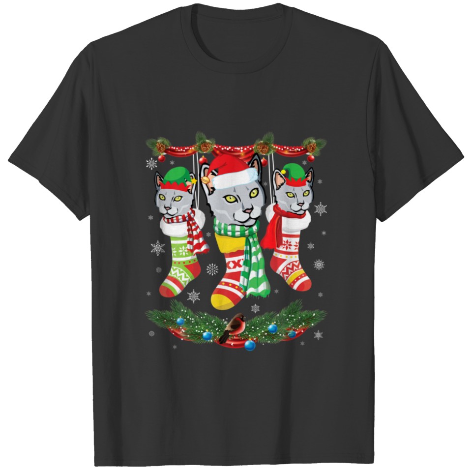 Chartreux Cats Inside Noel Socks Merry Christmas D T-shirt