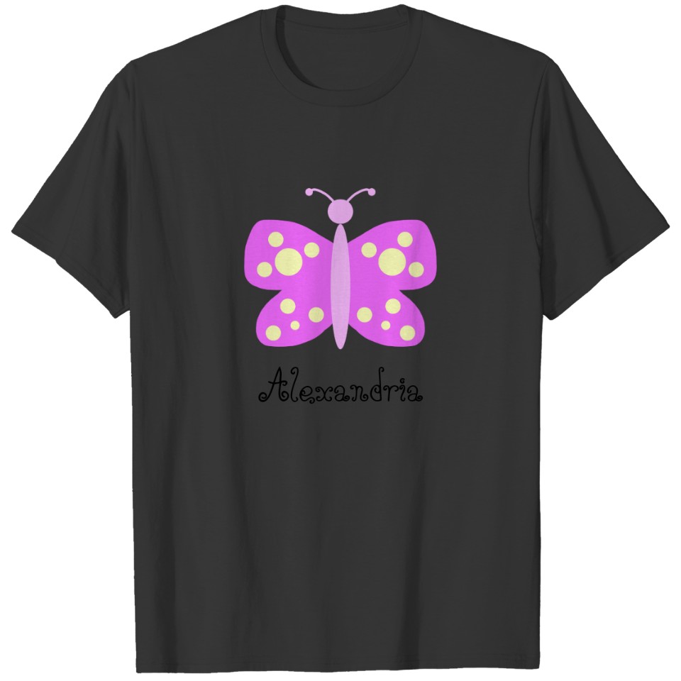 Cute Personalised Pink and Yellow Butterfly T-shirt