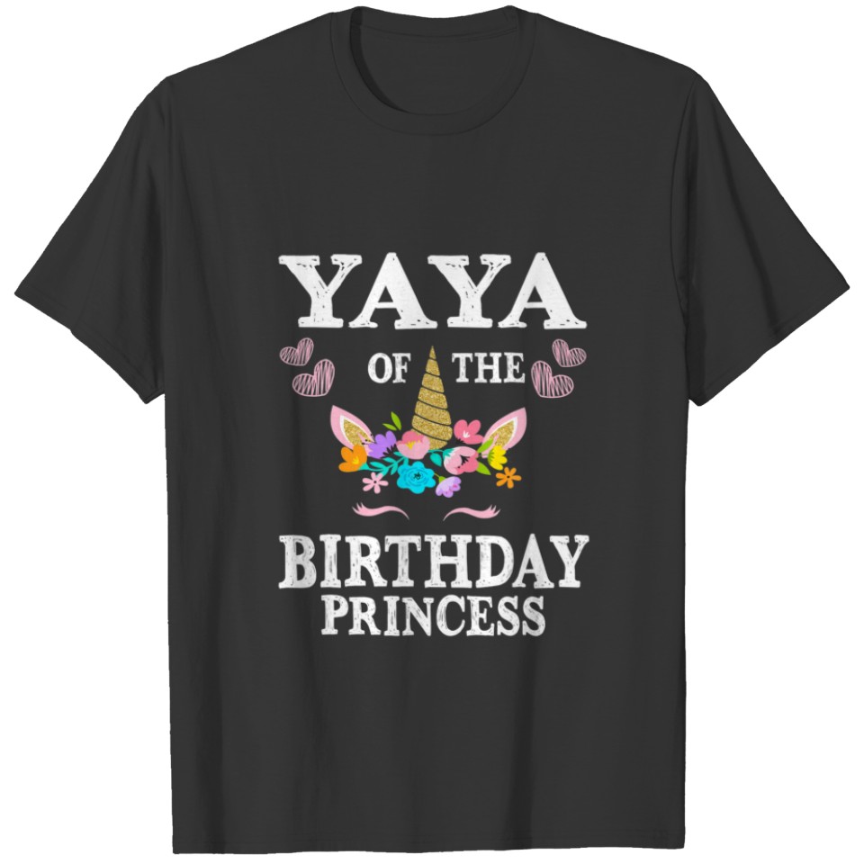Cute Yaya Of The Birthday Princess Unicorn Mom Mot T-shirt