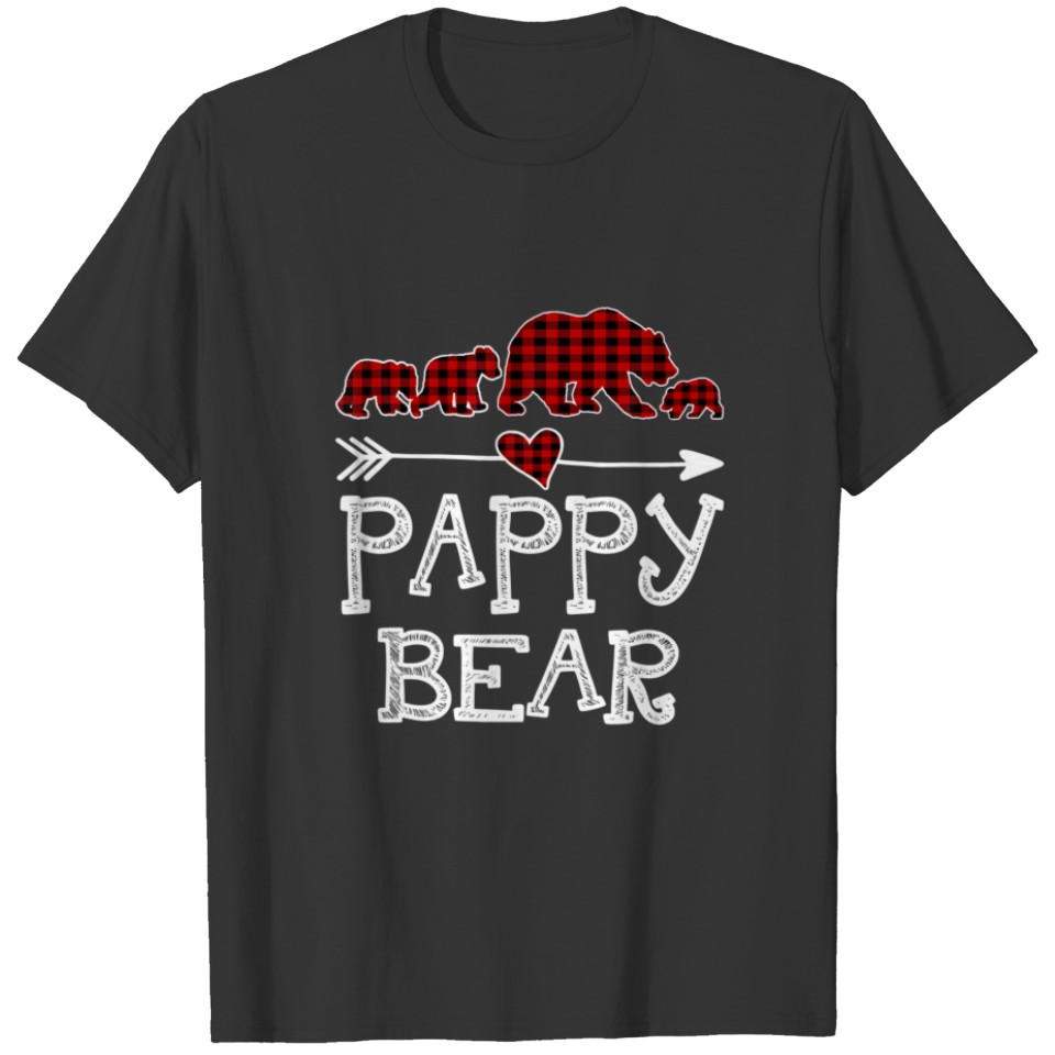 Pappy Bear Three Cubs Red Plaid Mama Christmas Paj T-shirt