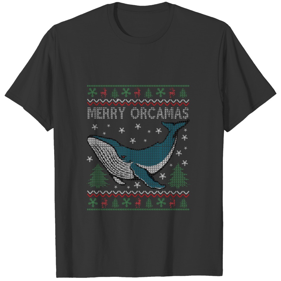 Merry Christmas Orcas Killer Whale Christmas Ugly T-shirt