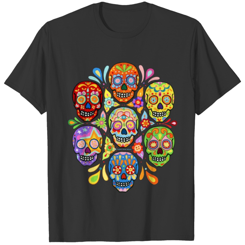 Colorful Day of the Dead Sugar Skulls T-shirt
