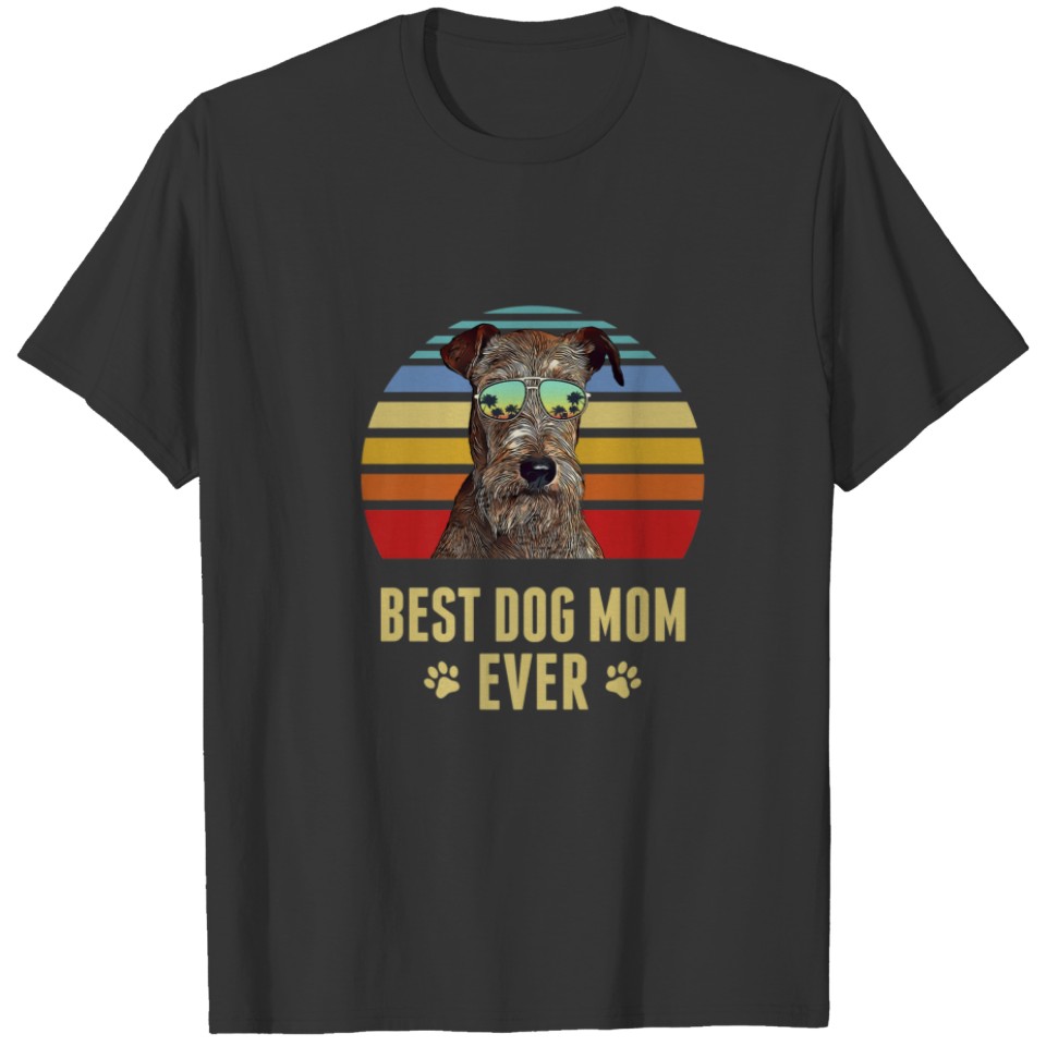 Irish Terrier Best Dog Mom Ever Retro Sunset T-shirt