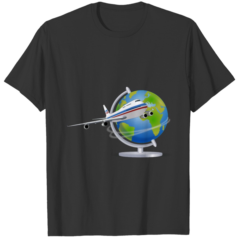 World Travel Plane and Globe T-shirt