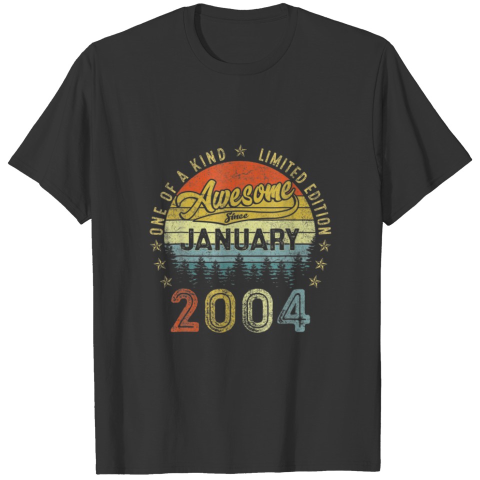 Vintage Awesome Since January 2004 18 Years Old Bi T-shirt