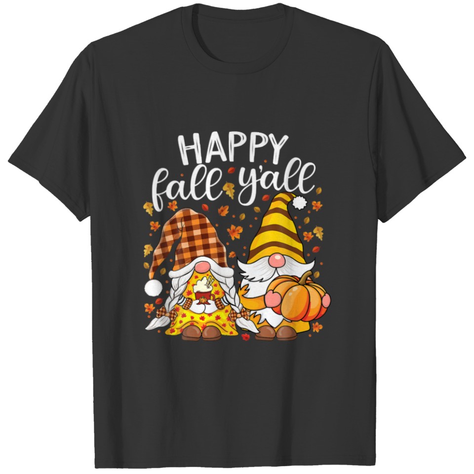Cute Gnomes Couple With Pumpkin Spice Fall Yall Au T-shirt