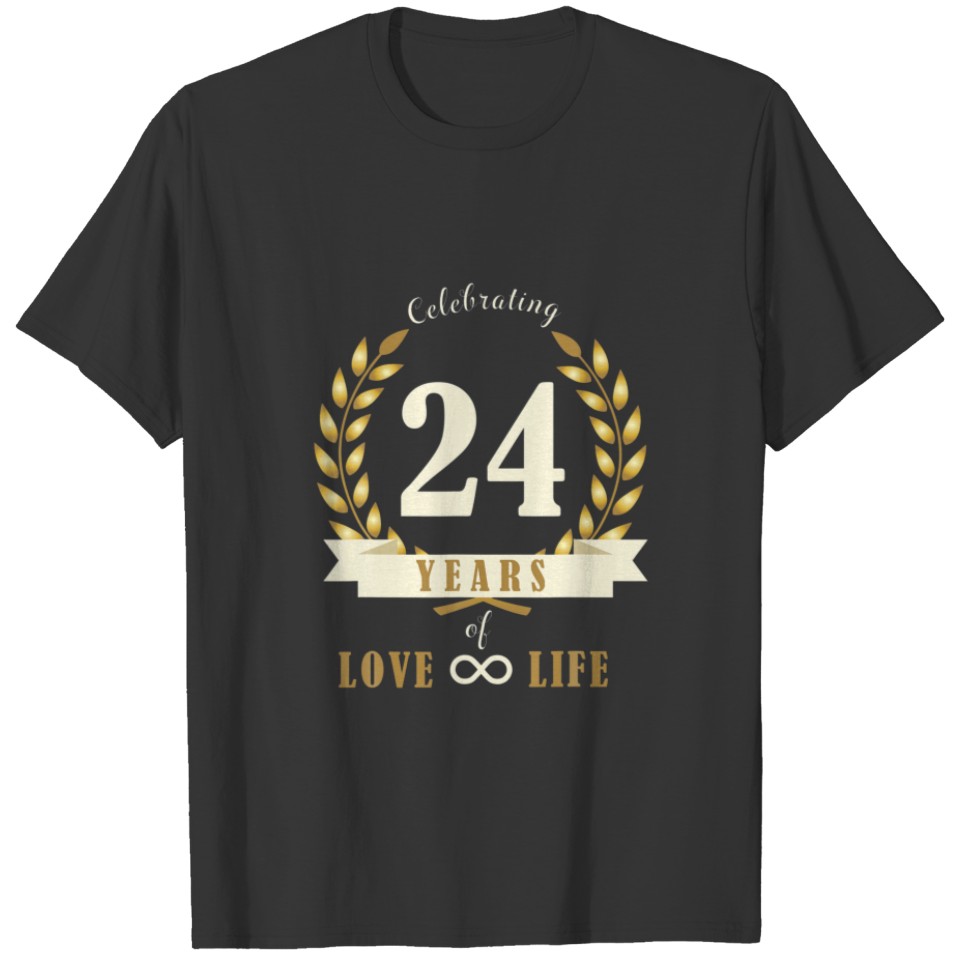 Celebrating For 24 Years Wedding Anniversary Laure T-shirt
