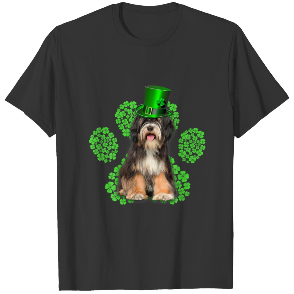 Tibetan Terrier Shamrock Paw Clovers St Patrick's T-shirt