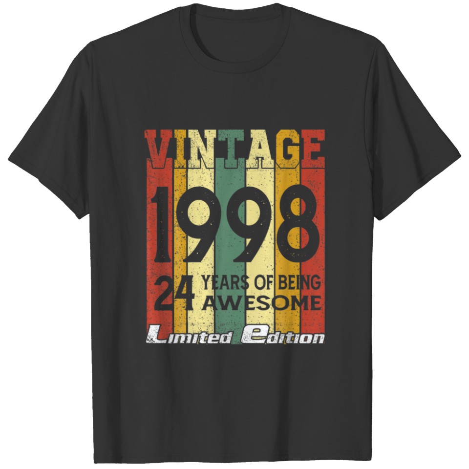 Vintage 1998 24 Years Of Being Awesome 24Th Birthd T-shirt
