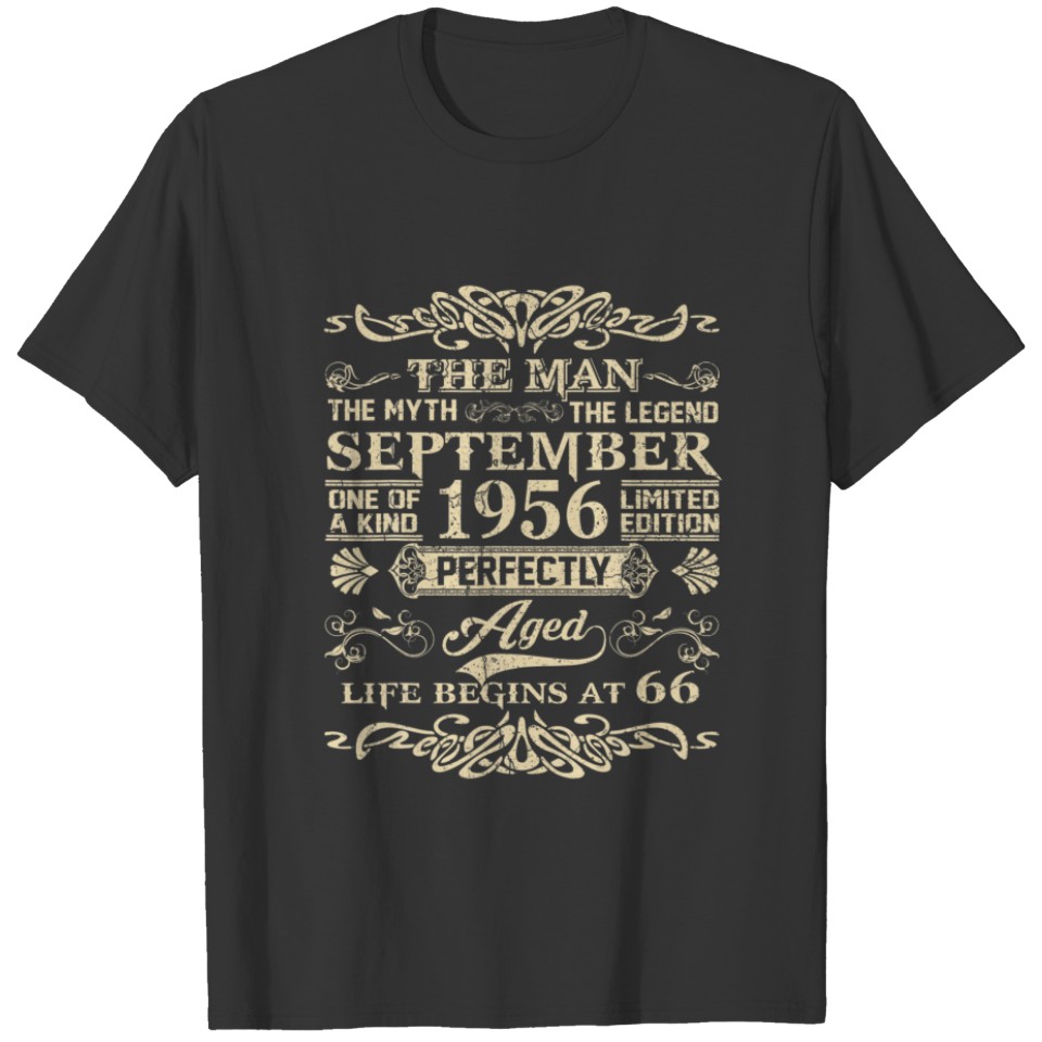66Th Birthday The Man Myth Legend September 1956 T-shirt
