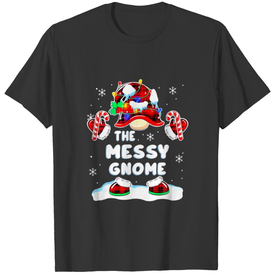 Messy Gnome Gnomies Red Plaid Matching Family Chri T-shirt