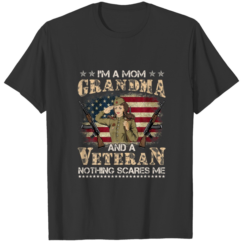 Womens American Flag I'm A Mom Grandma And A Veter T-shirt