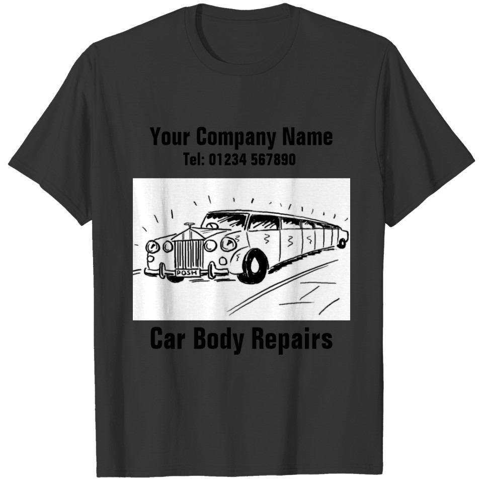 Car Body Repairs - With Name & Contact Details T-shirt