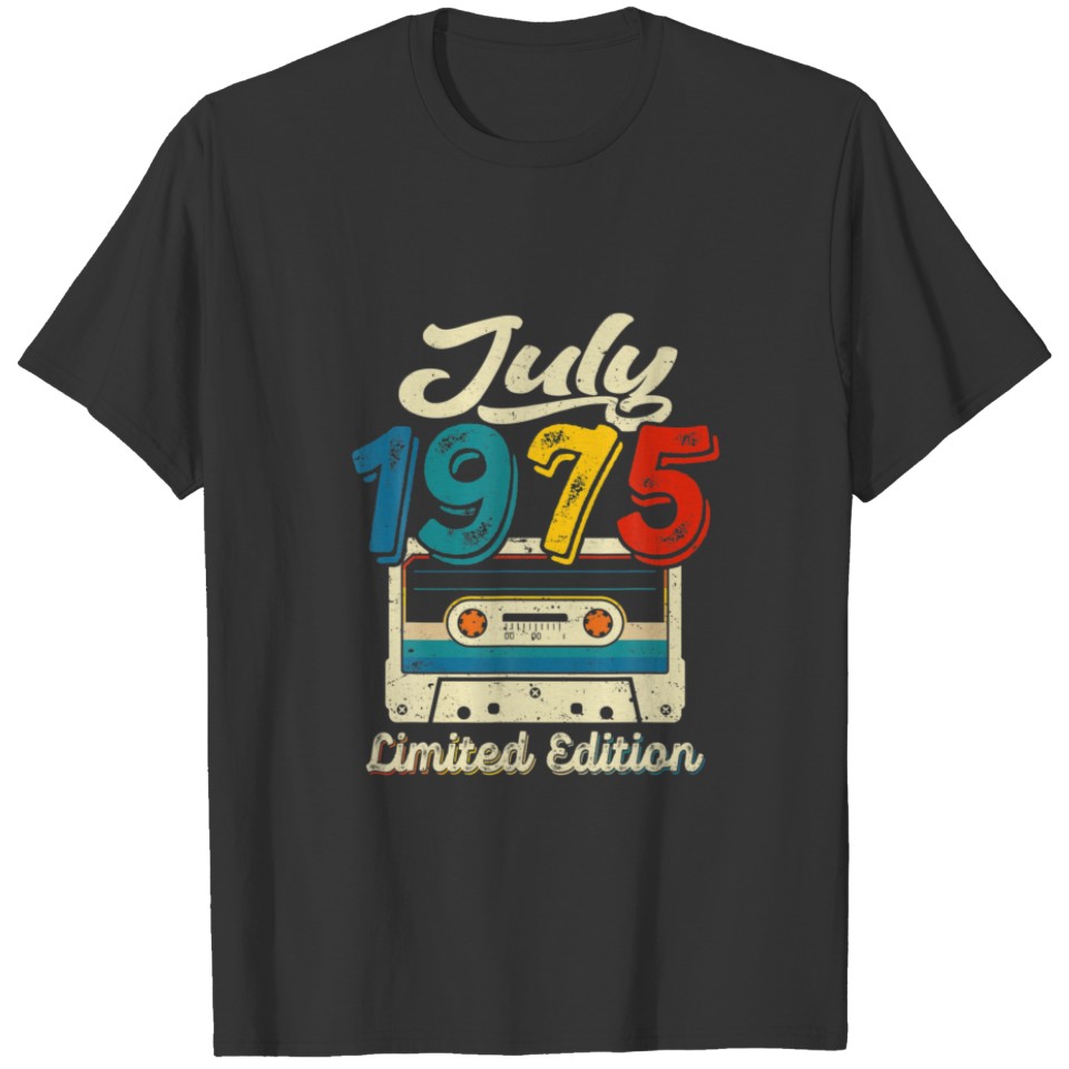 Vintage July 1975 Cassette Tape 46Th Birthday Deco T-shirt