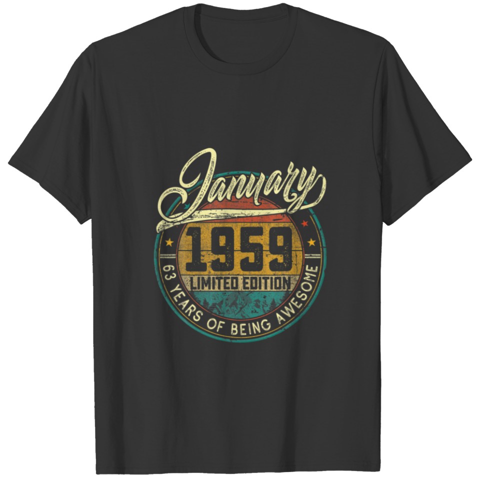 Retro January 1959 Limited Edition Vintage 63 Year T-shirt