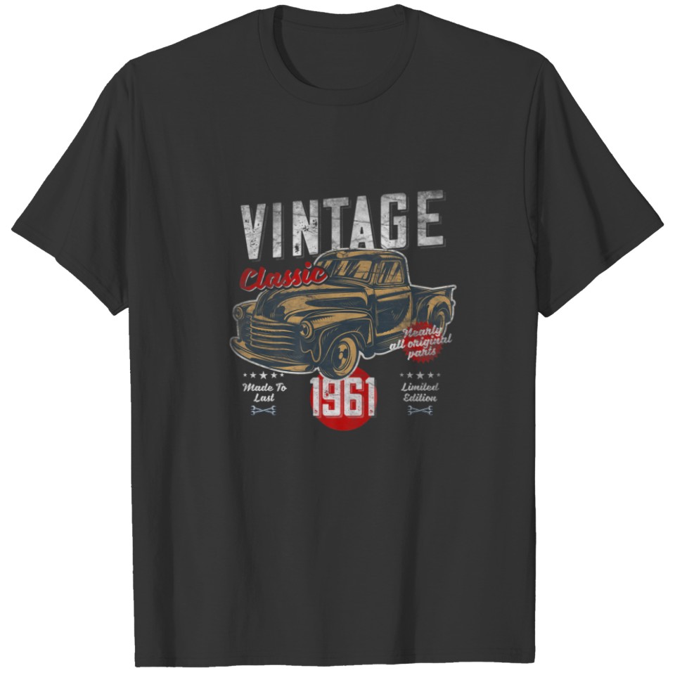 Vintage, Born 1961, 60Th Birthday, Classic Retro P T-shirt