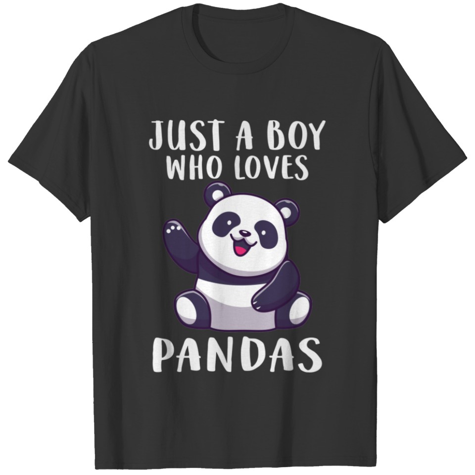 boy loves pandas, valentine's day T-shirt