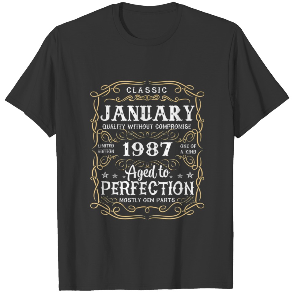 35Th Birthday Gift Perfection Aged January 1987 35 T-shirt
