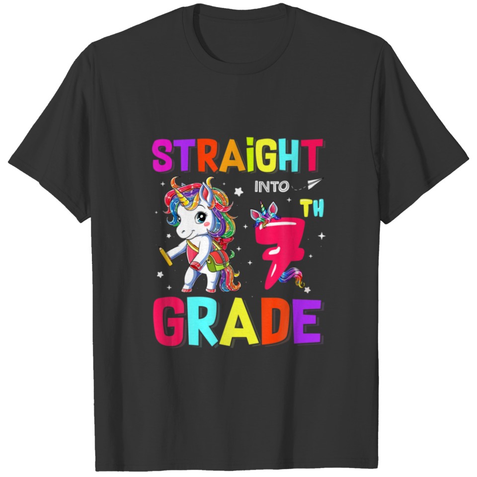 Straight Into 7Th Grade Flossing Unicorn Back To S T-shirt