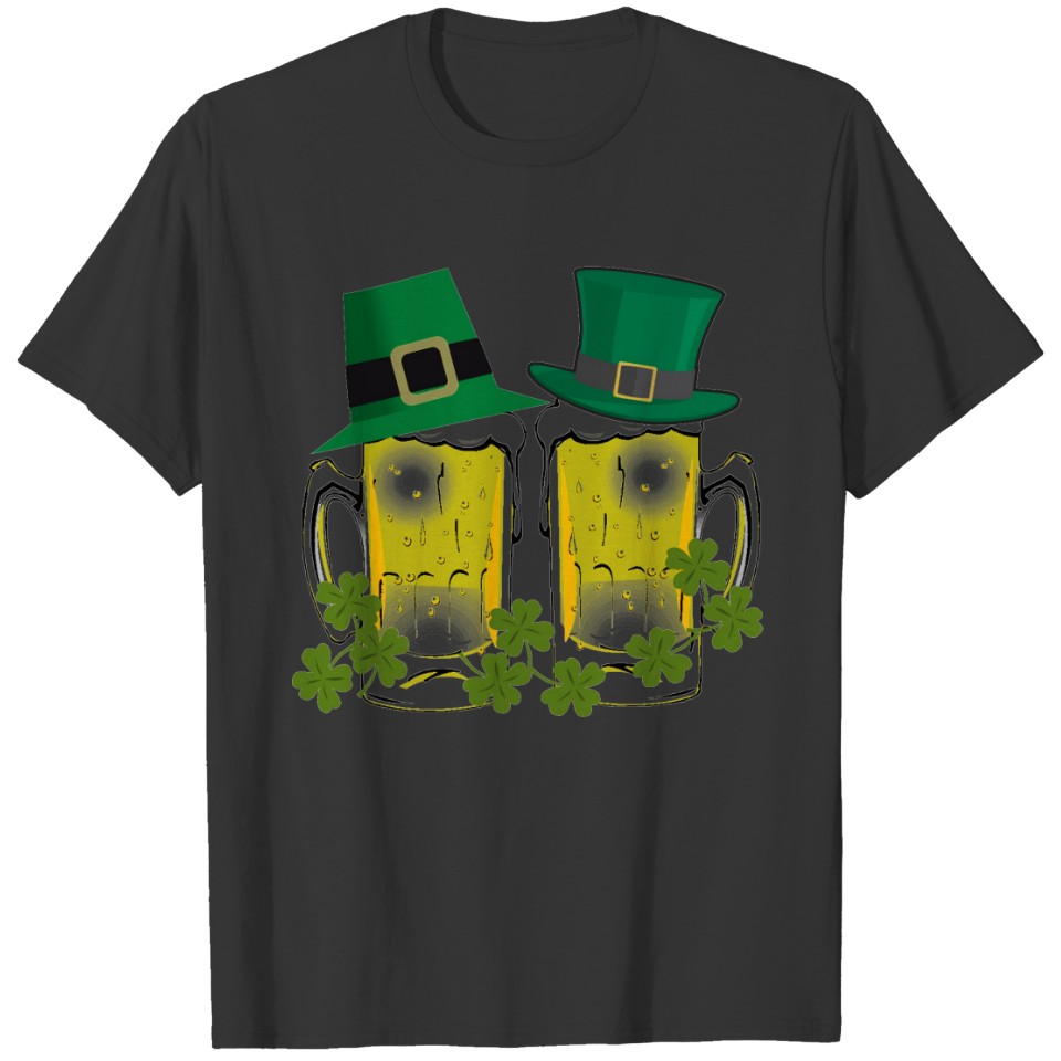 IRISH BEER, HATS AND SHAMROCKS T-shirt