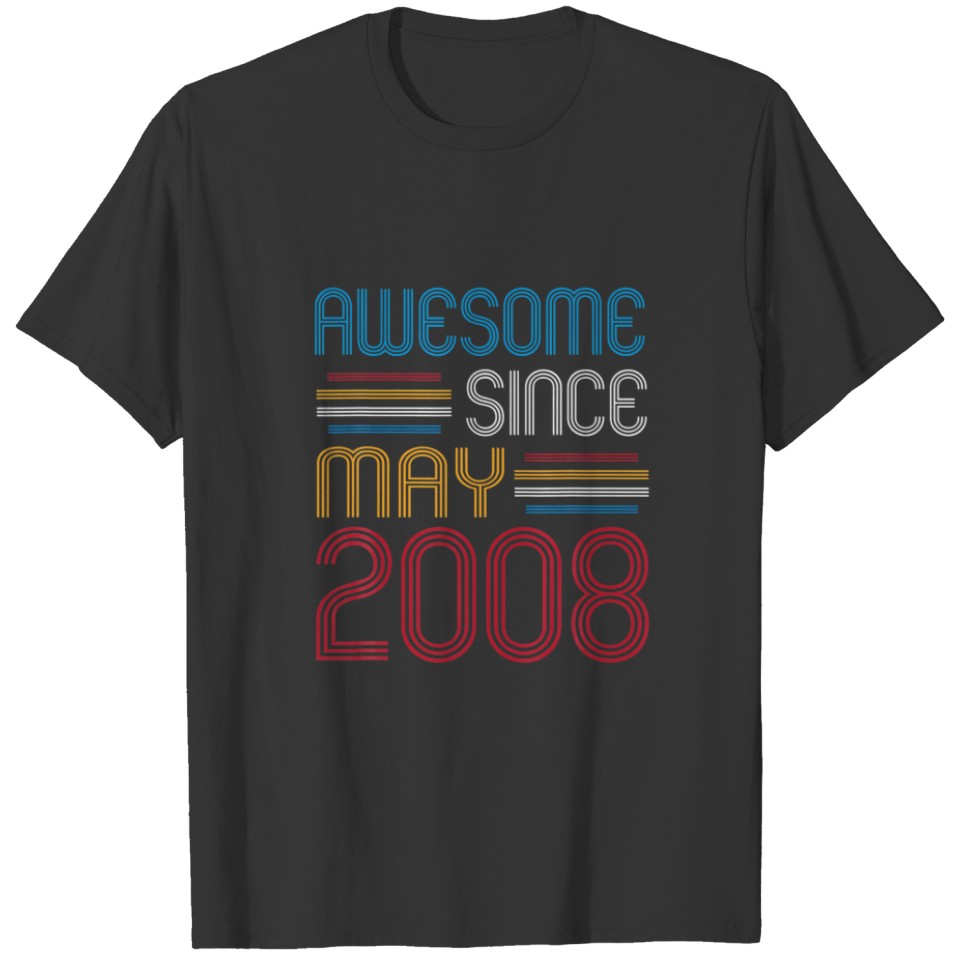 Awesome Since May 2008 Funny 14 Years Old Birthday T-shirt
