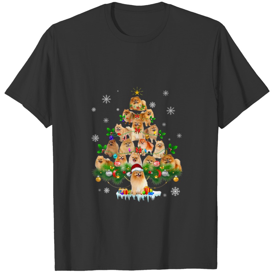Funny Pomeranian Christmas Tree Ornament Decor Cos T-shirt
