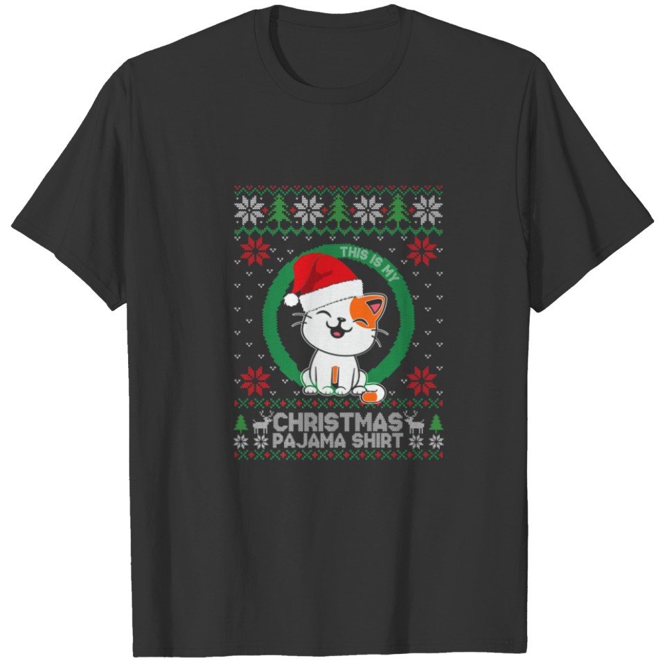 This Is My Christmas Pajama Funny Cat Lovers Ugly T-shirt
