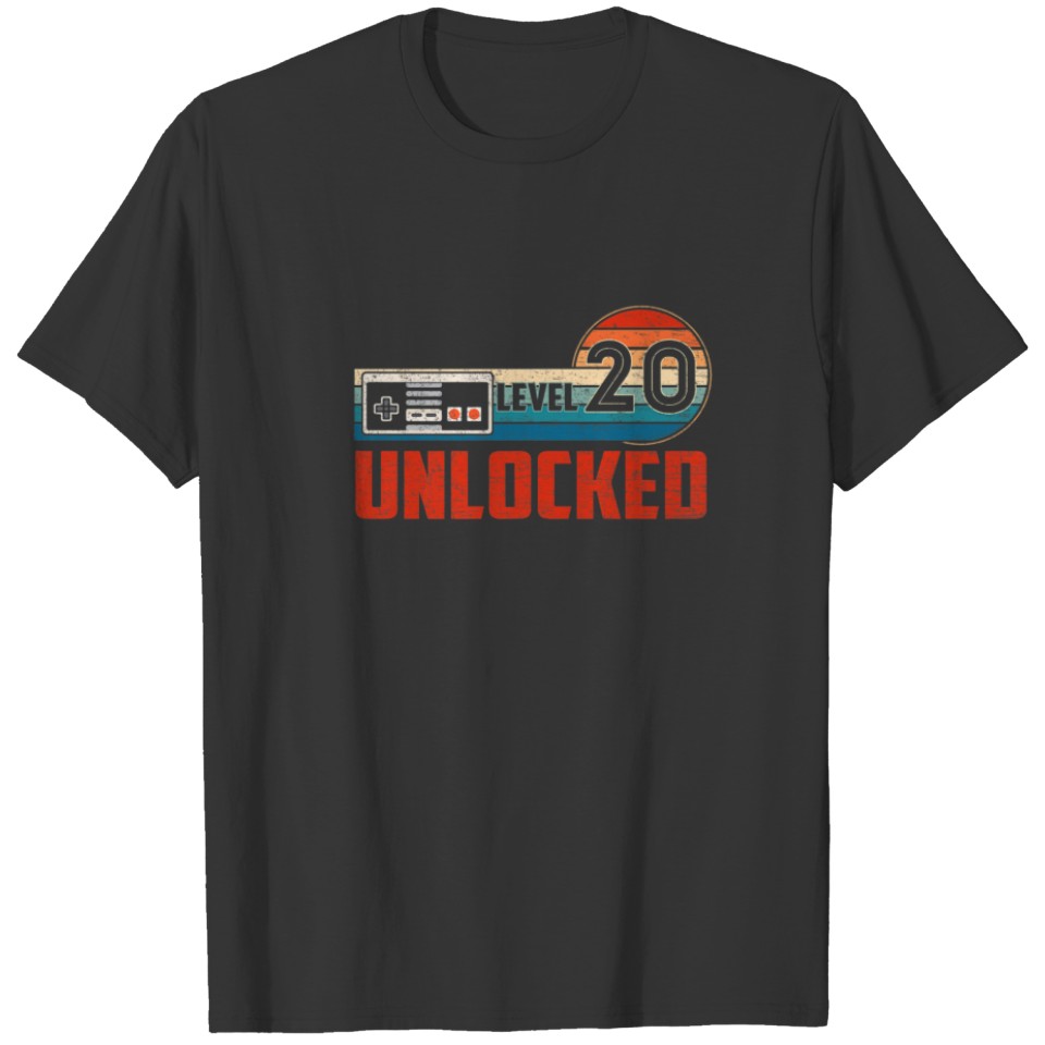 20 Birthday Gift Unlocked Level 20 Vintage Game Co T-shirt