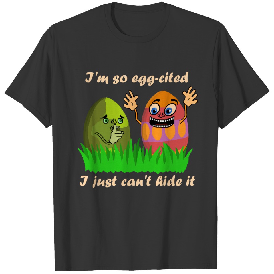Funny Easter Eggs Eggcited Cute Kids Cartoon T-shirt