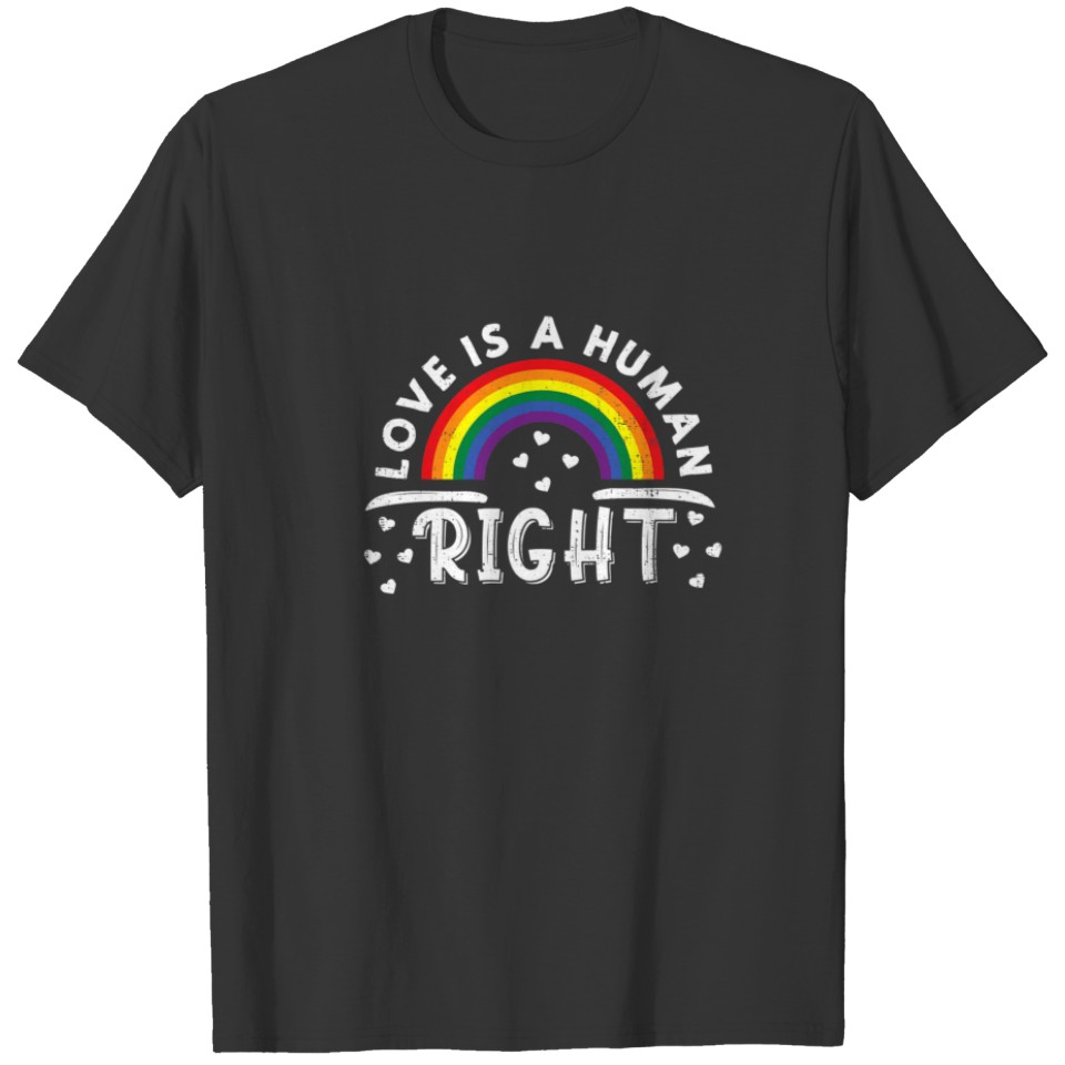 Love Is A Human Right Lesbian Gay Pride LGBT Rainb T-shirt