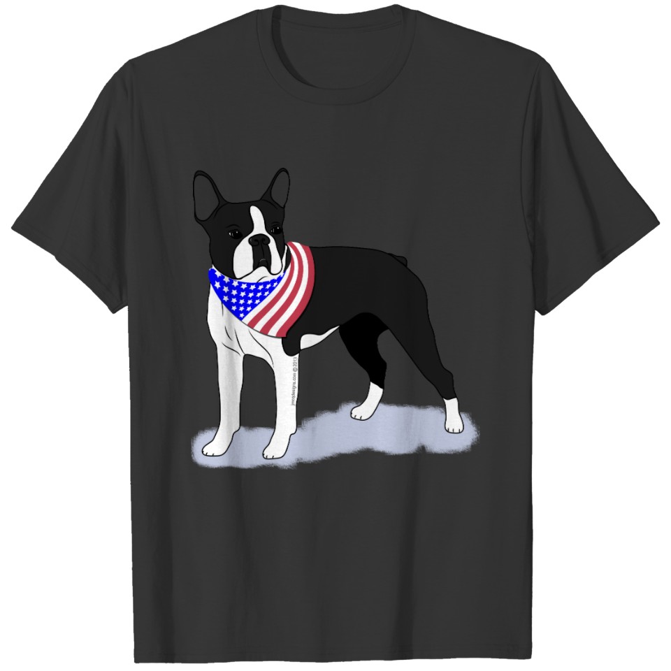 Boston Terrier Patriotic Bandana Flag T-shirt