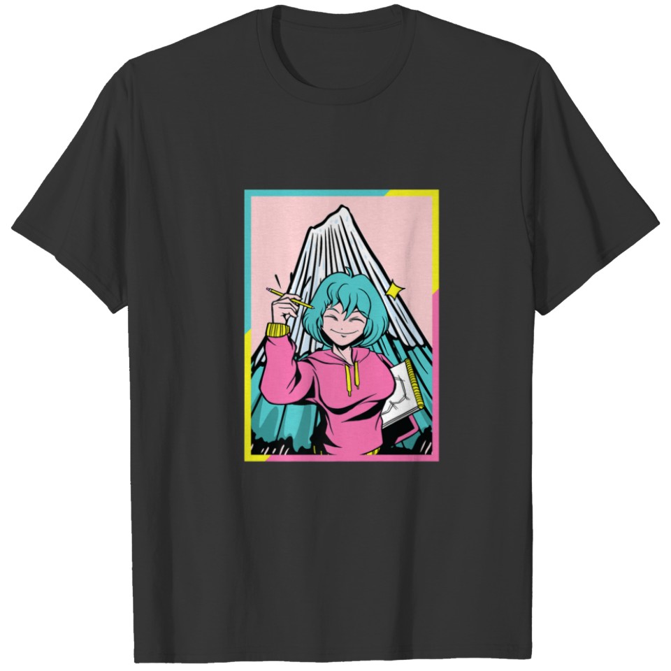Mount Fuji - Anime Artist Girl - Otaku Japanese Ae T-shirt