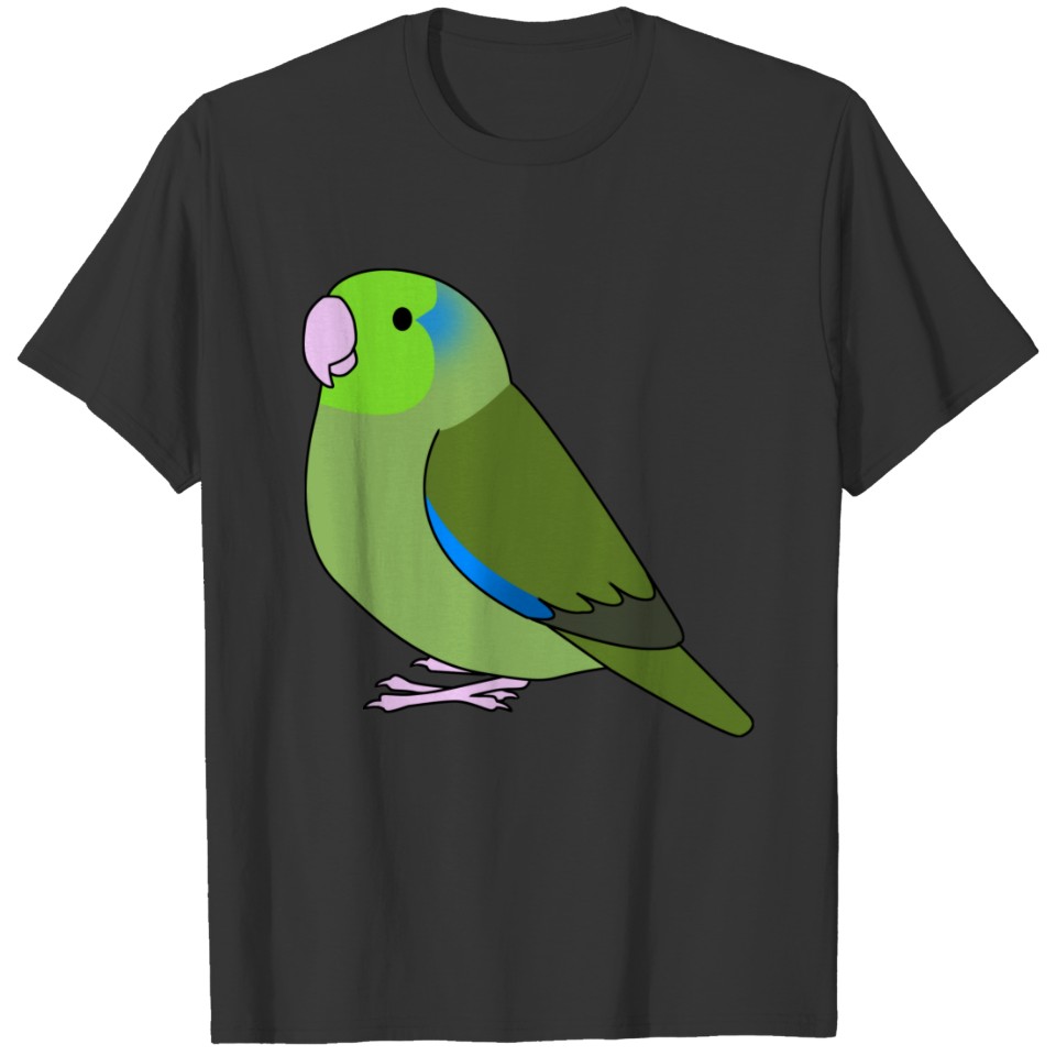 Fluffy wild green pacific parrotlet cartoon T-shirt
