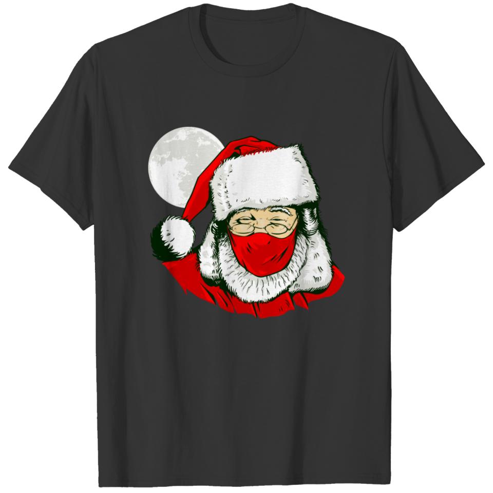 christmas face mask santa claus moon T-shirt