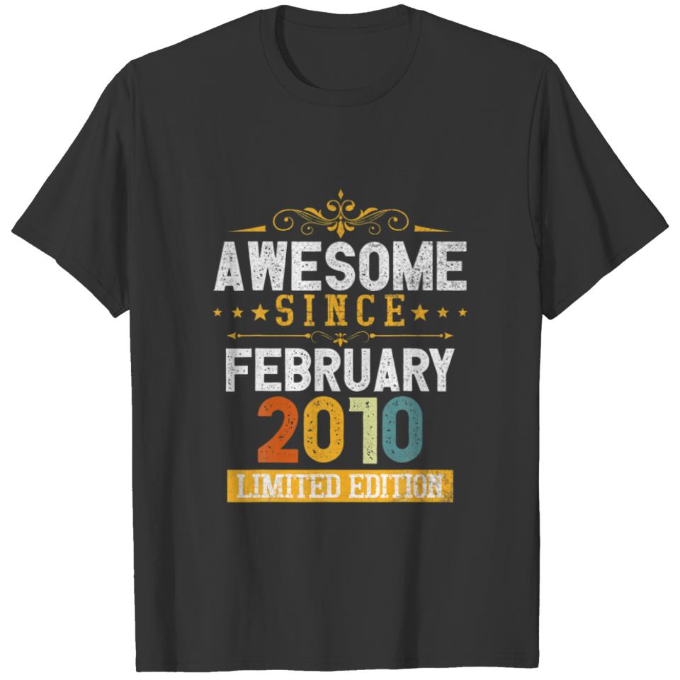 Awesome Since February 2010,Vintage 12Th Birthday T-shirt