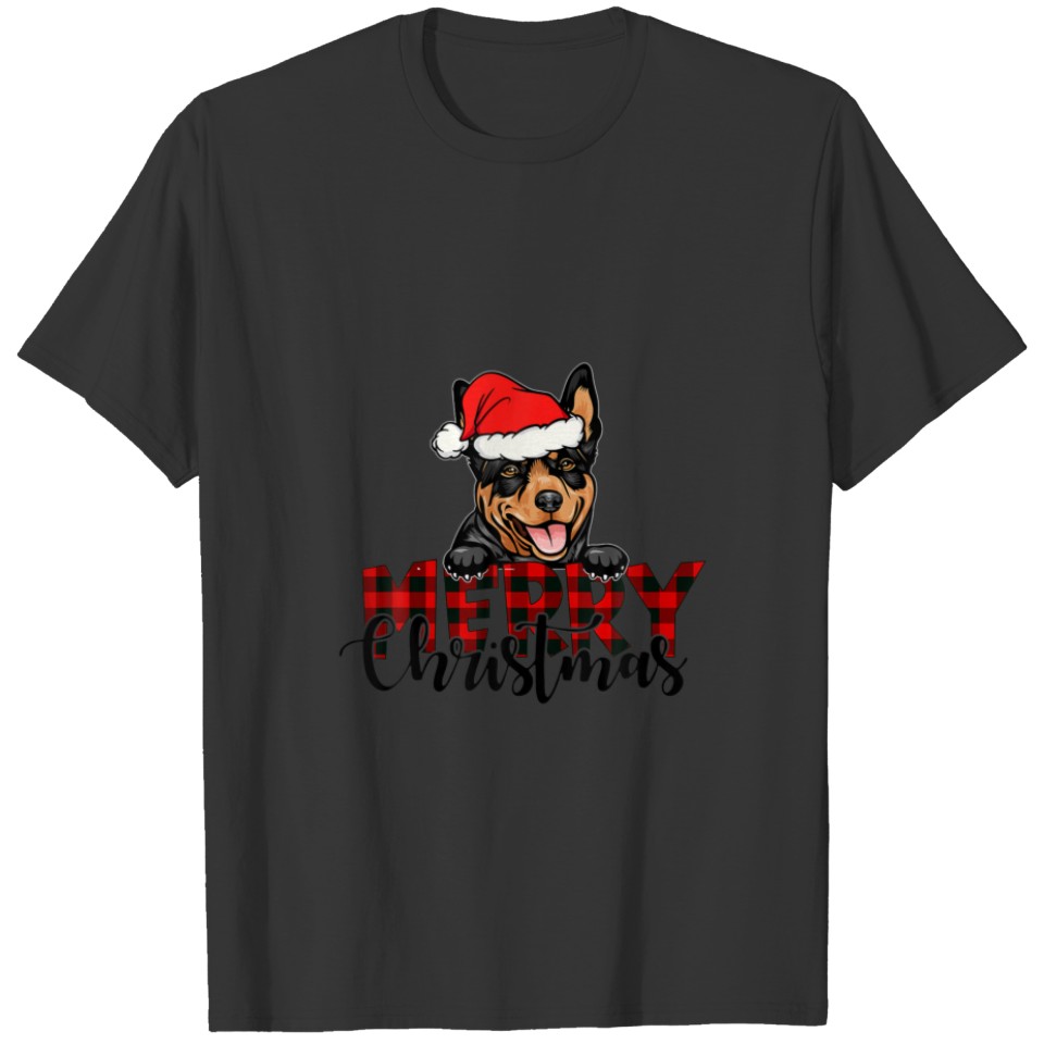 Funny Australian Kelpie Dog Merry Christmas Party T-shirt