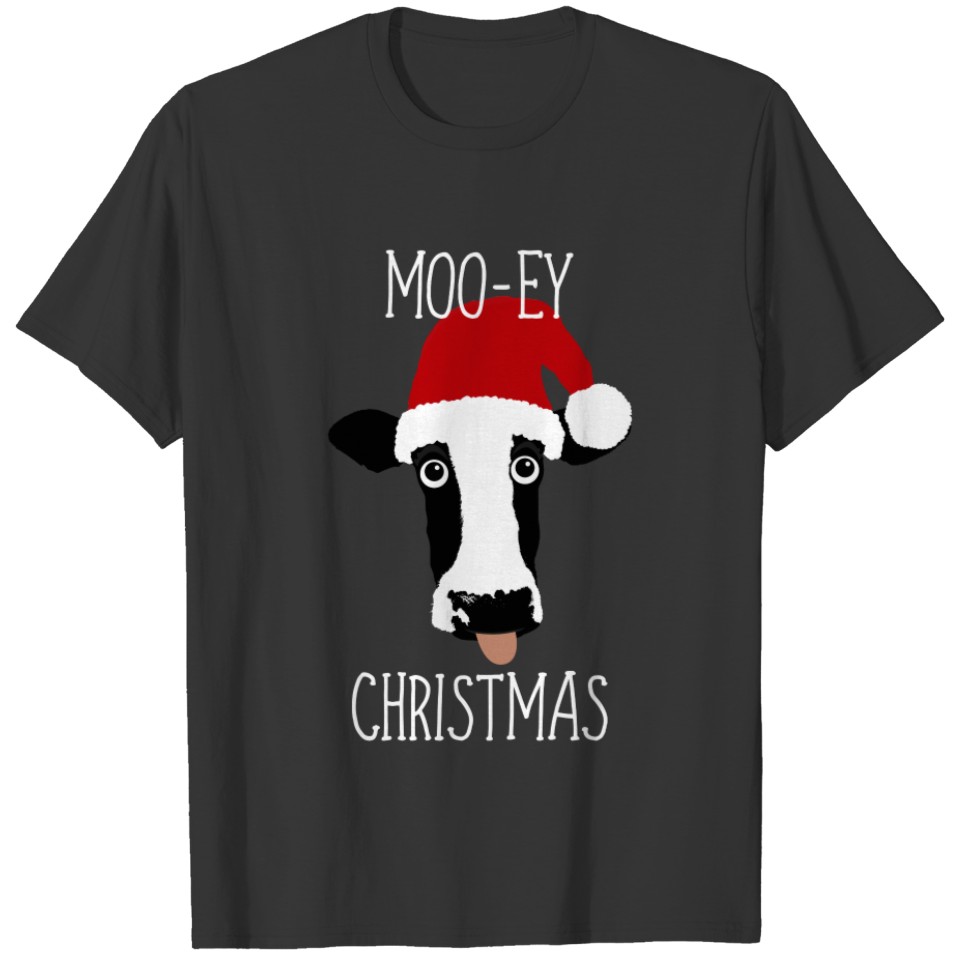Moo-ey Christmas Cow Funny Santa Claus T-shirt