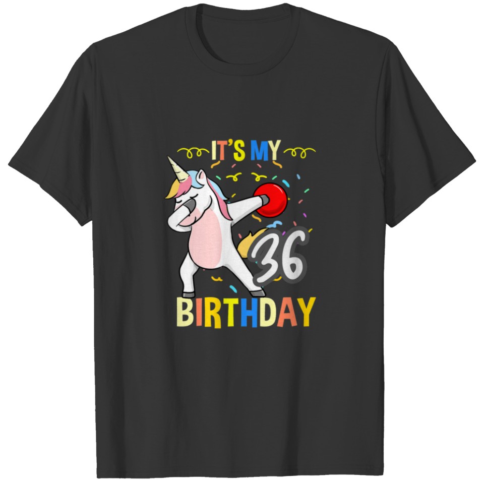 Its My 36Th Birthday Dabbing Unicorn Bowling T-shirt