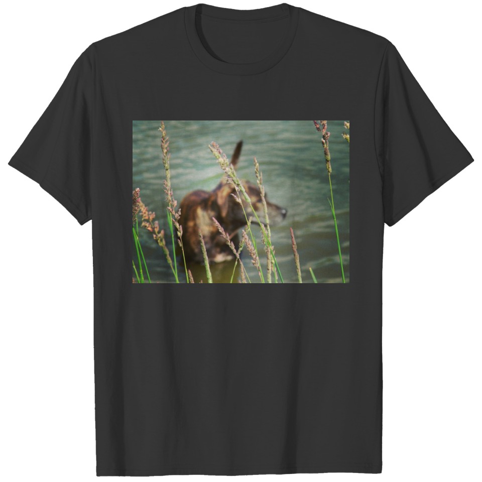 Dog in Pond Abstract Photography T-shirt