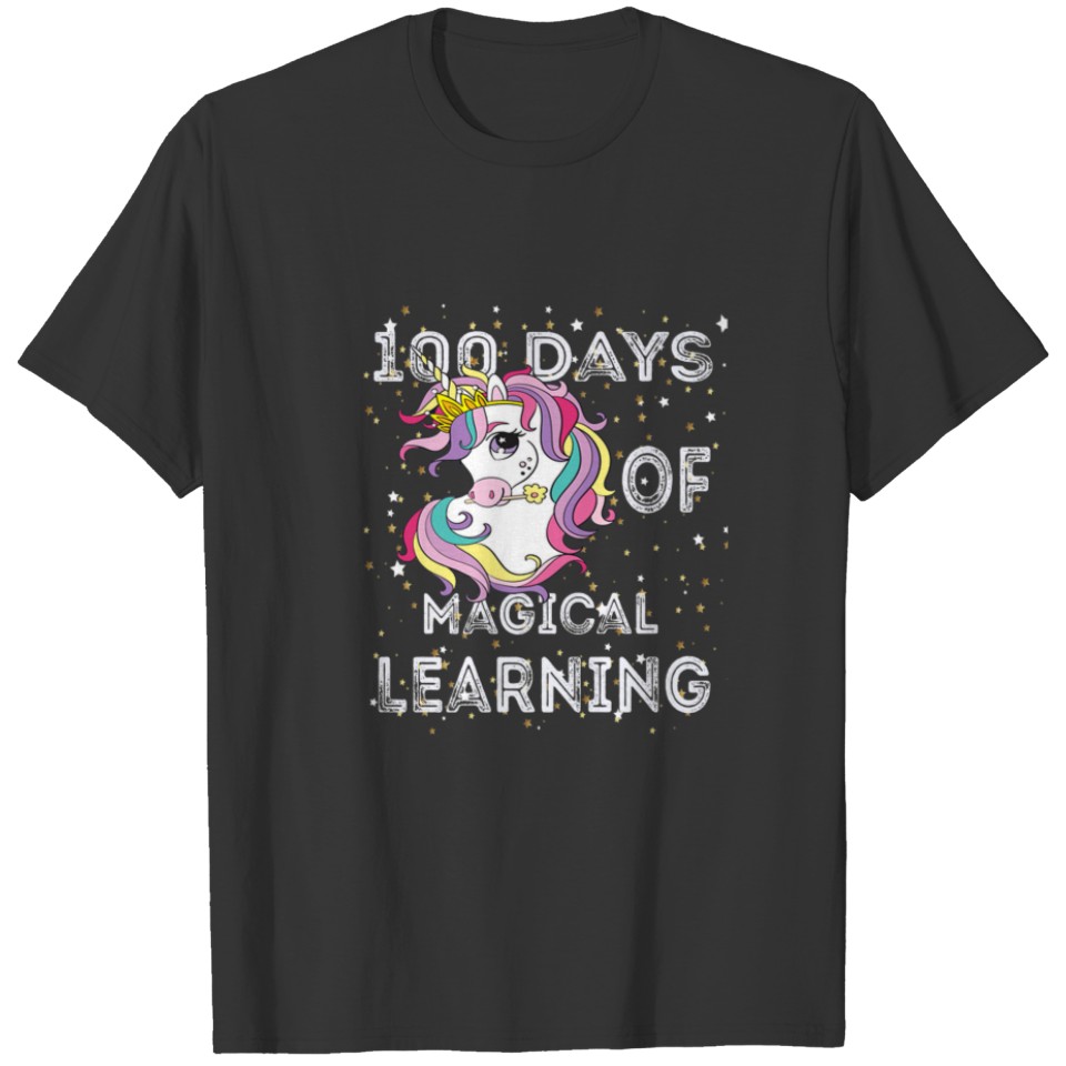 100Th Day Of School Unicorn And Girls 100 Days Of T-shirt