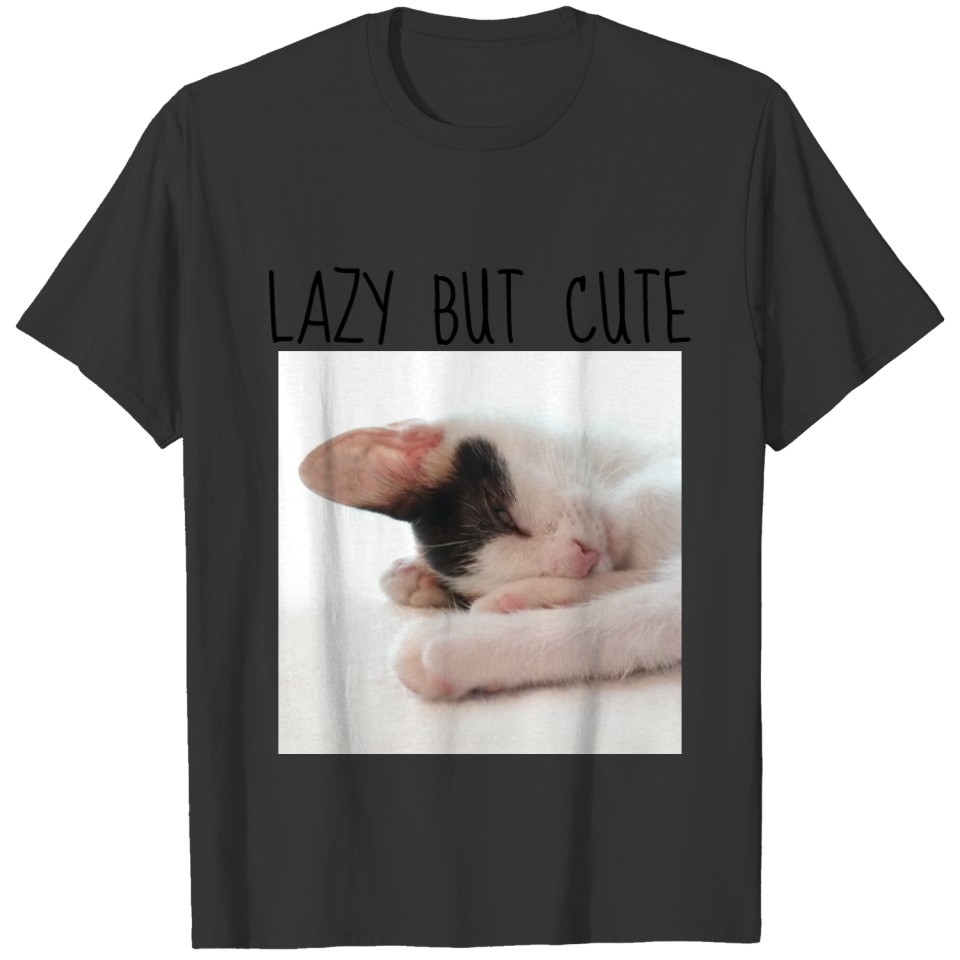 Your Photo & Quote Lazy But Cute Typography Funny T-shirt