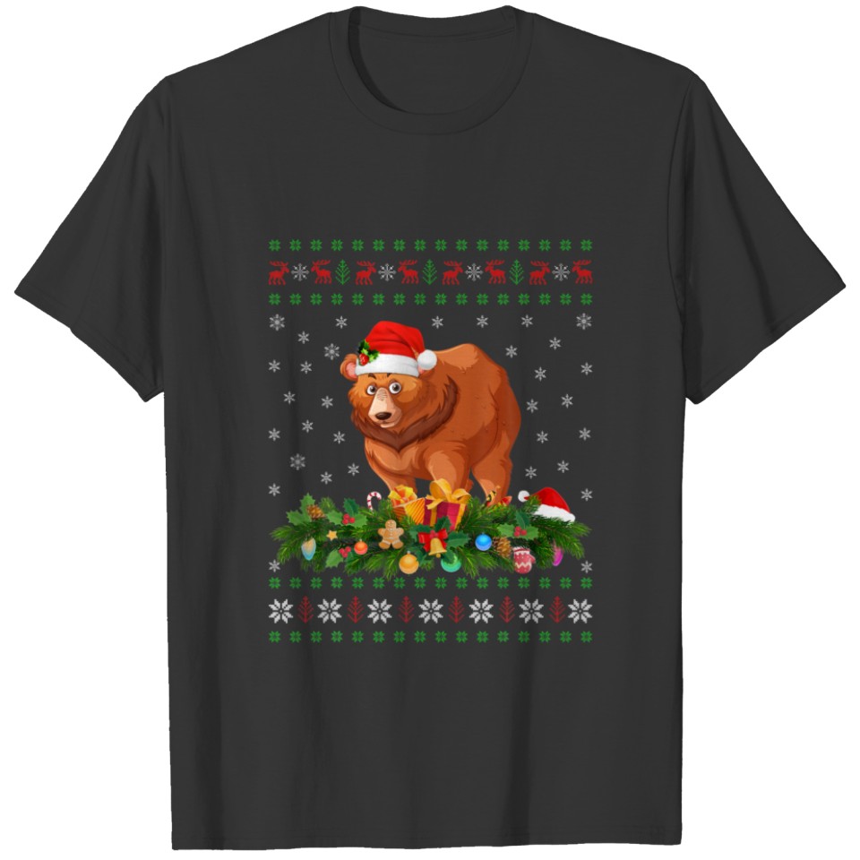 Grizzly Bear Animal Lover Santa Ugly Grizzly Bear T-shirt
