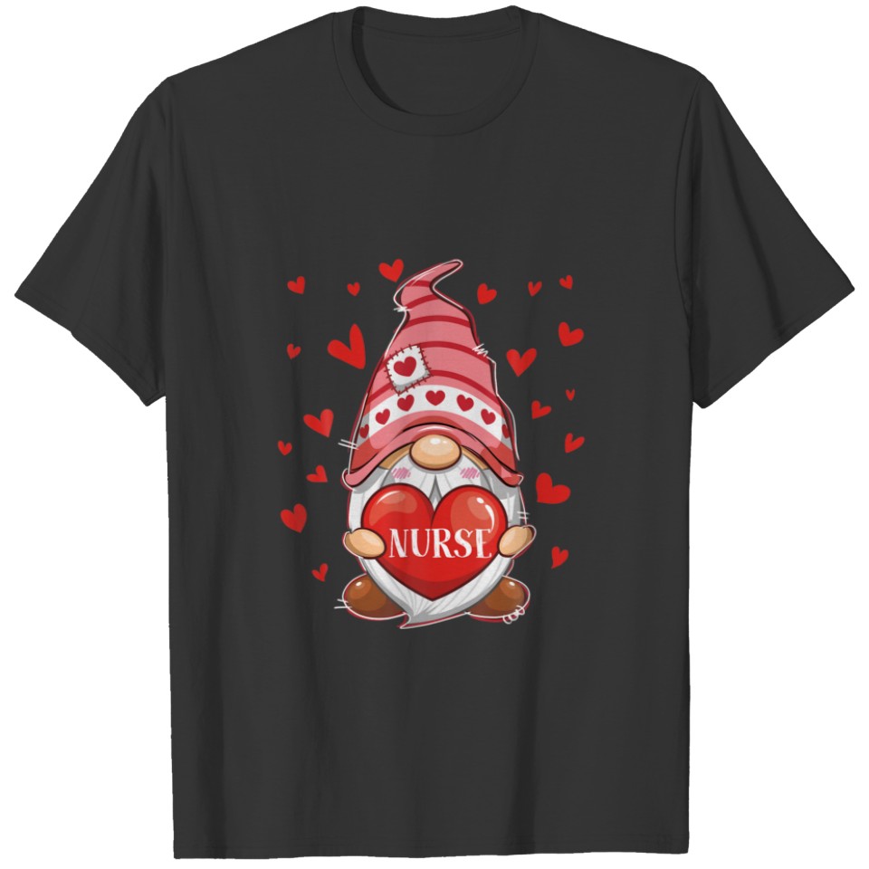 Gnome With Hearts Nurse Life ER OR Valentines Day T-shirt