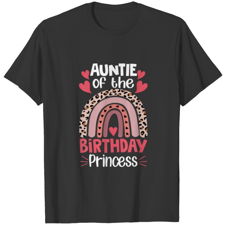 Auntie Of The Birthday Princess Rainbow Mommy Moth T-shirt