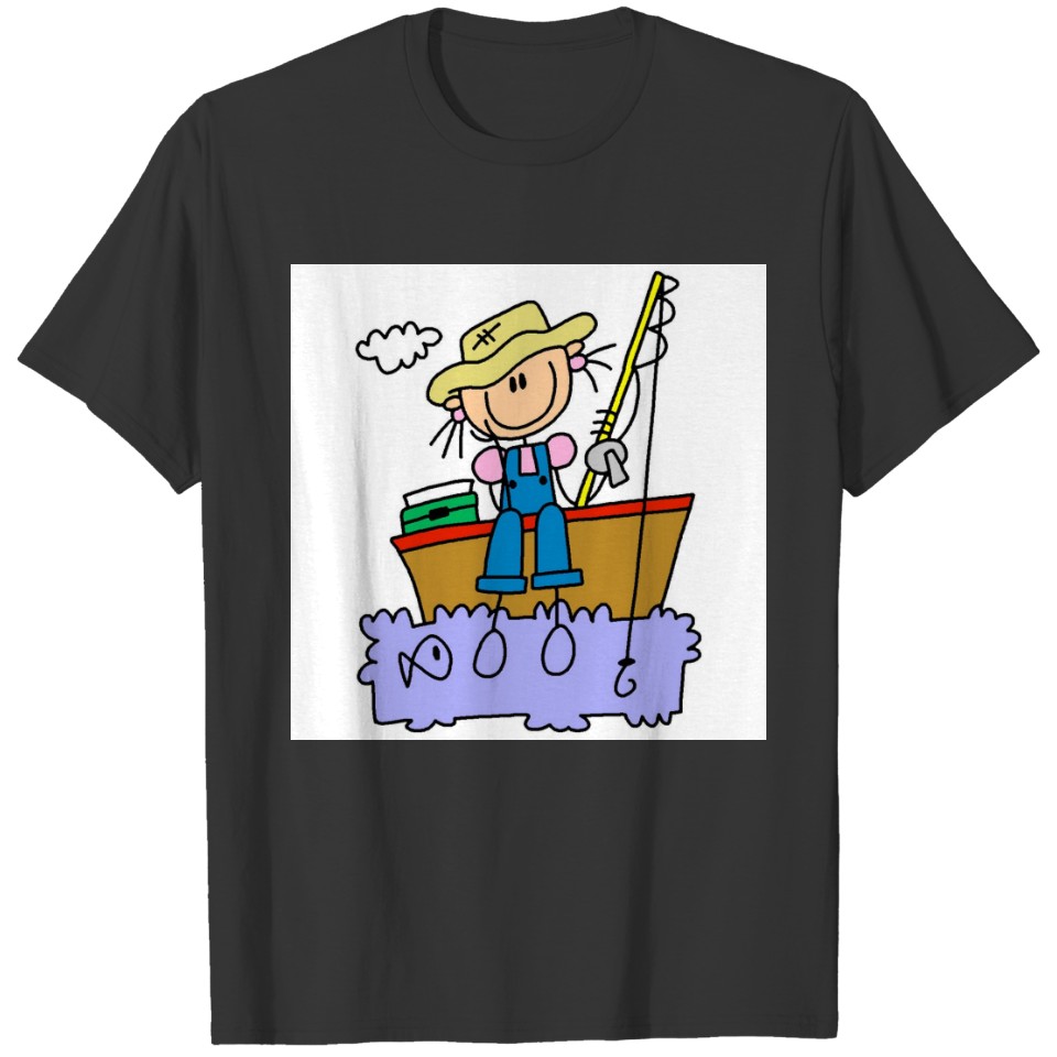Stick Girl Fishing T-shirt