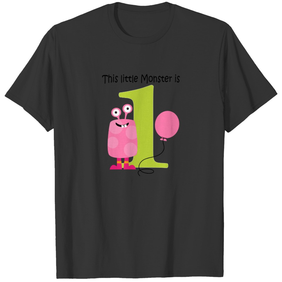 1st Birthday Little Monster Pink T-shirt