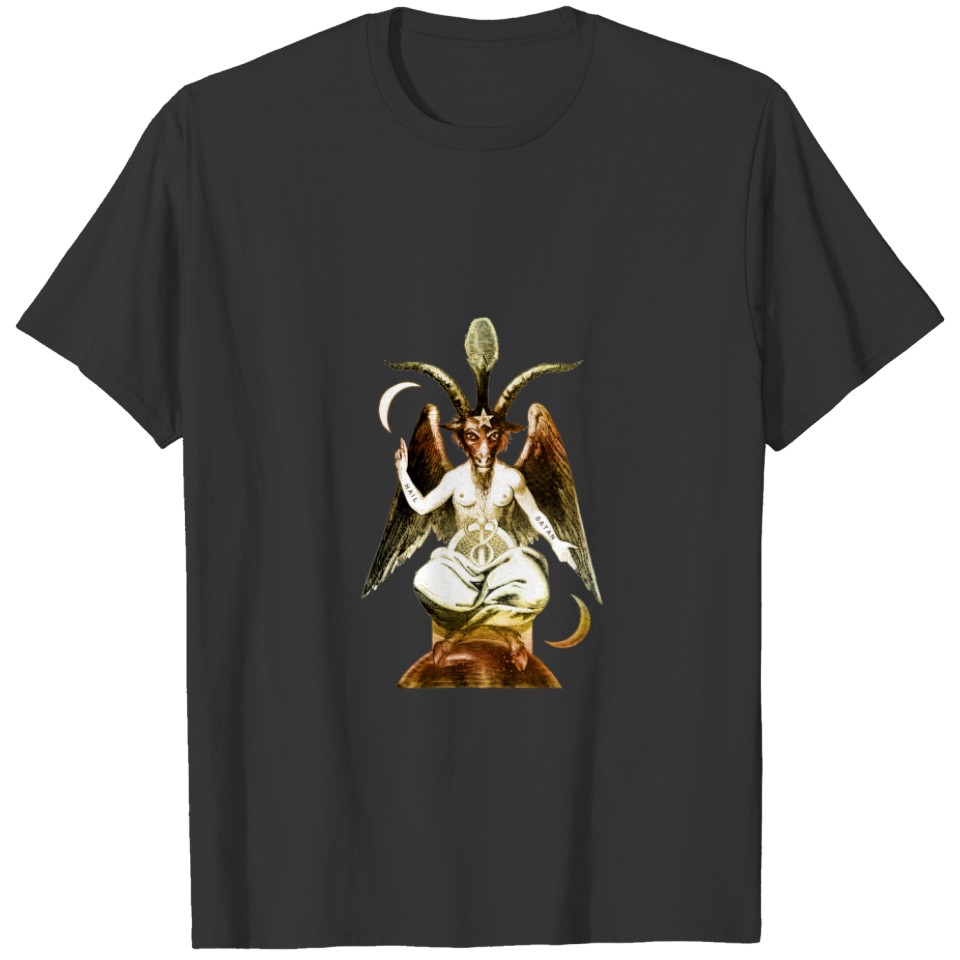 Golden Baphomet goat Satanic goat T-shirt