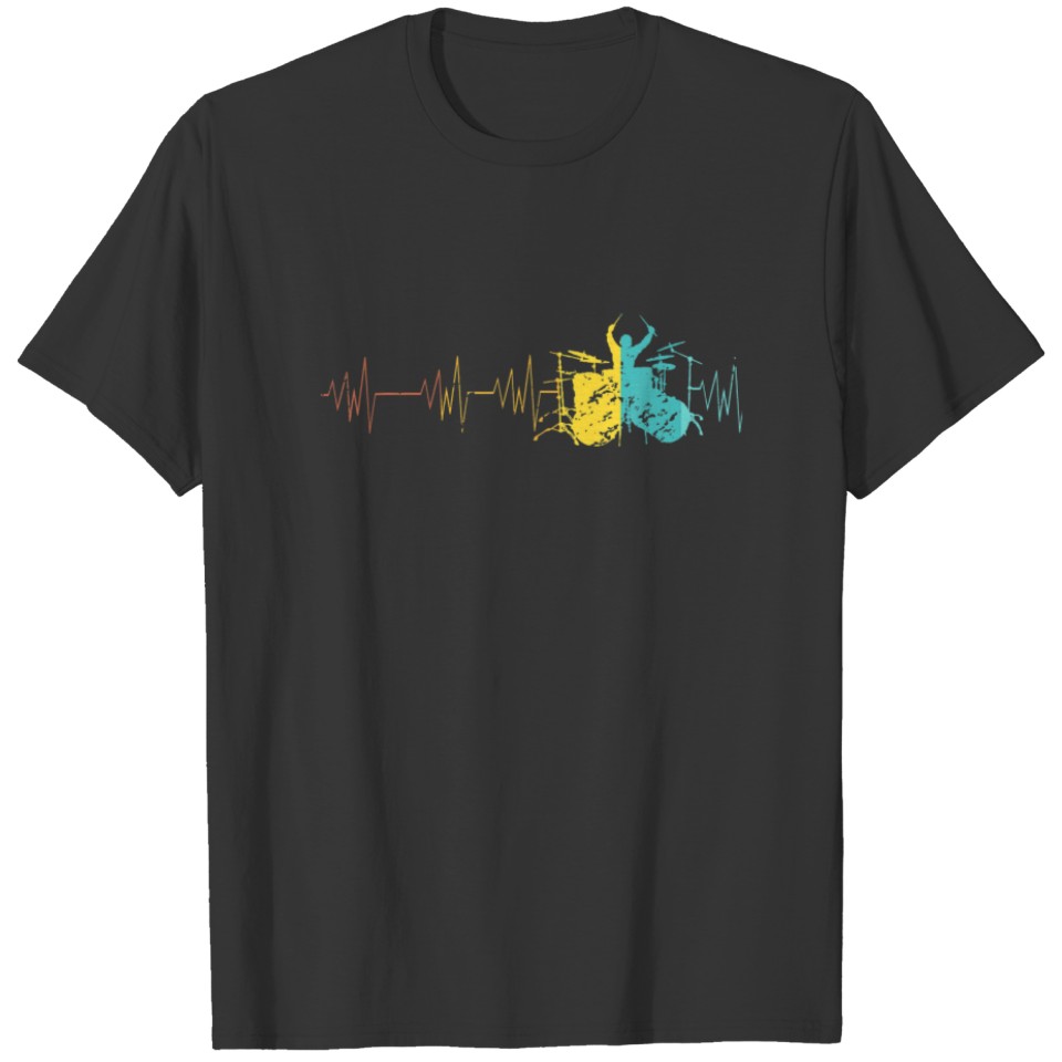 Vintage Retro Drummer Heartbeat For Drummers Percu T-shirt