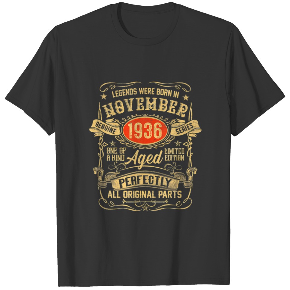 85 Year Old Vintage November 1936 85Th Birthday Me T-shirt