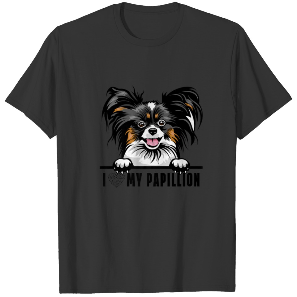 Dogs 365 Papillon Dog - I Love My Pet Cute Pu T-shirt